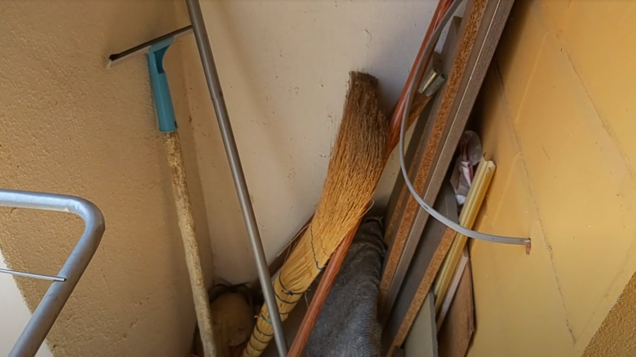 There is no electric broom or vacuum cleaner