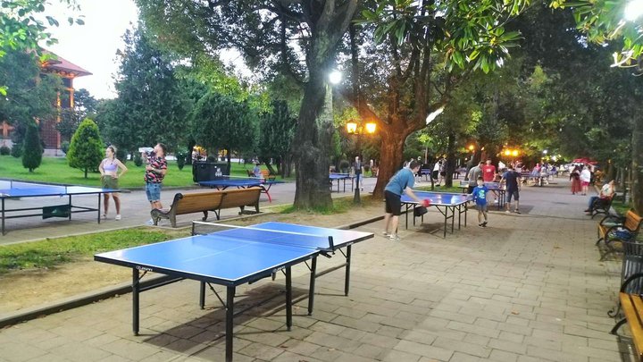 Alley with billiard and tennis tables