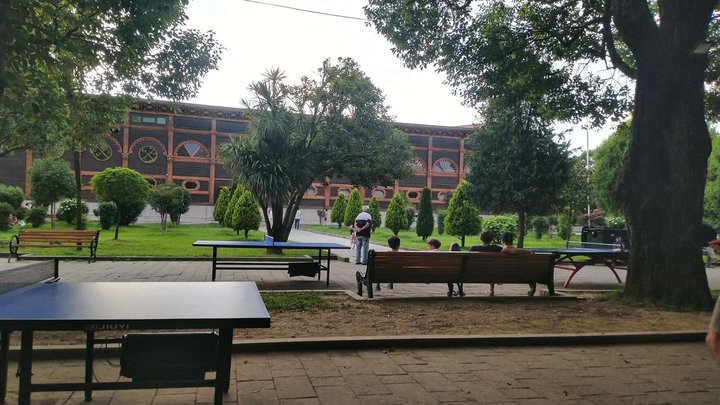 Alley with billiard and tennis tables