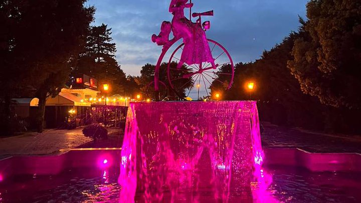 Fountain "Lady with a dog on a bicycle"