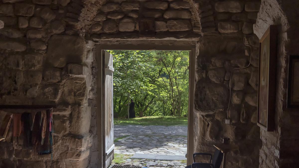 Exit to the patio from the Ancient Church