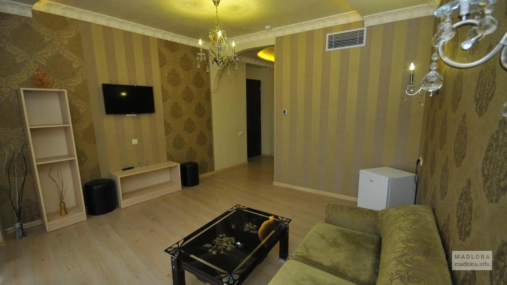 The interior of the Iberia Hotel room