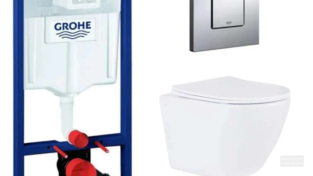 Amore di Mare - Инсталляция Grohe Rapid SL 38772001 с подвесным безободковым унитазом Roxen Antares 530185-01 с сиденьем микролифт