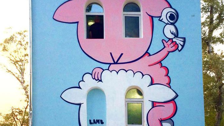 Mural "Sheep on a sheep"
