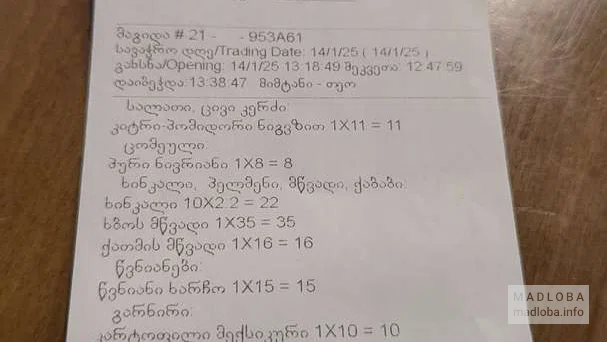 цены на обед в Боржоми