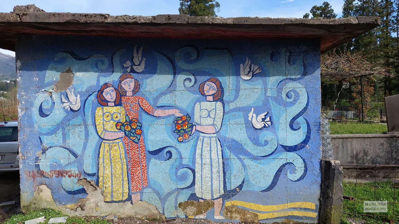 Soviet mosaic bus stop