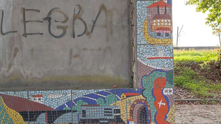 Soviet mosaic information board