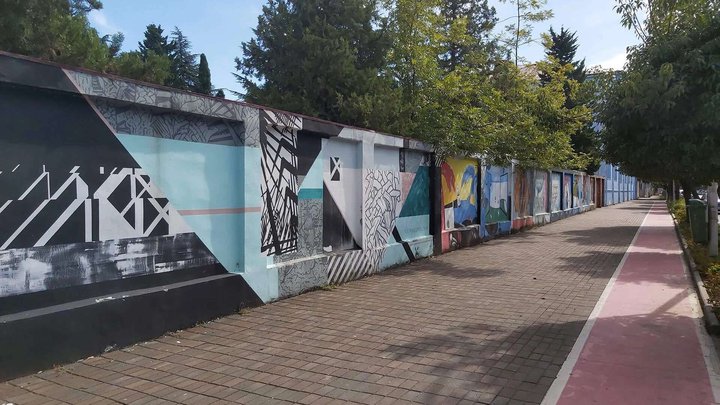 Street art on the fence of the Maritime Academy