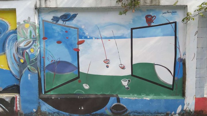 Street art on the fence of the Maritime Academy