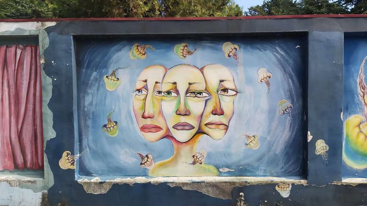 Street art on the fence of the Maritime Academy