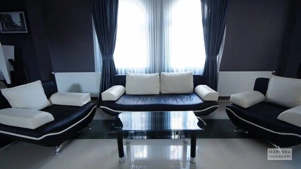 The interior of the hotel room