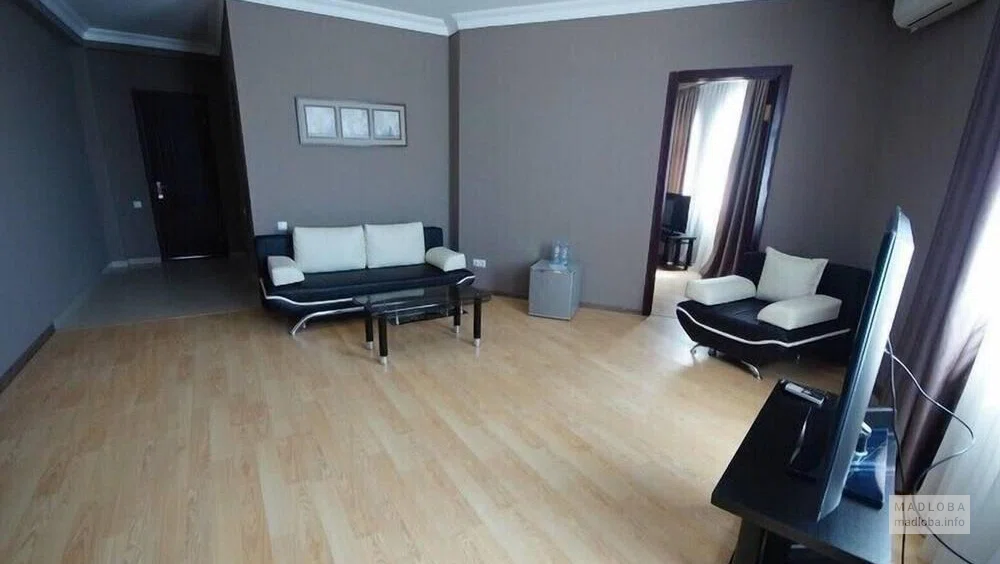 The interior of the hotel room