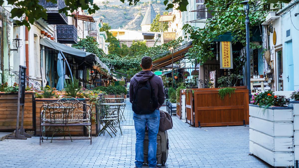 Georgian street with restaurants