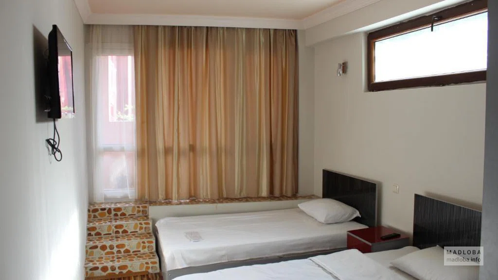The interior of the hotel room