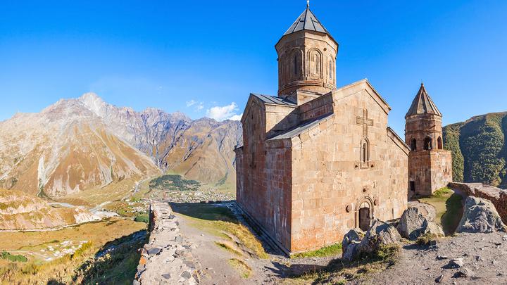 Троицкая церковь Гергети в муниципалитете Казбеги