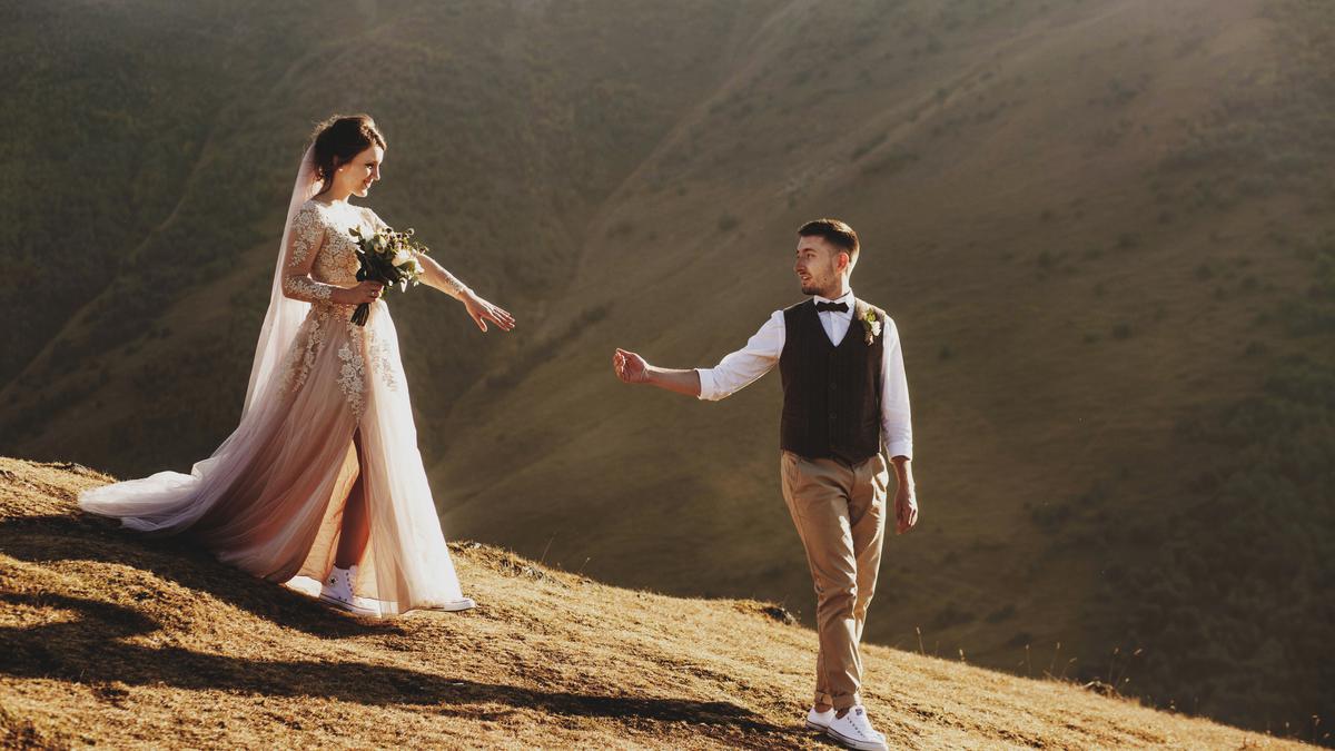 Newlyweds in the mountains of Georgia