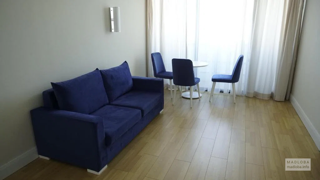 The interior of the hotel room