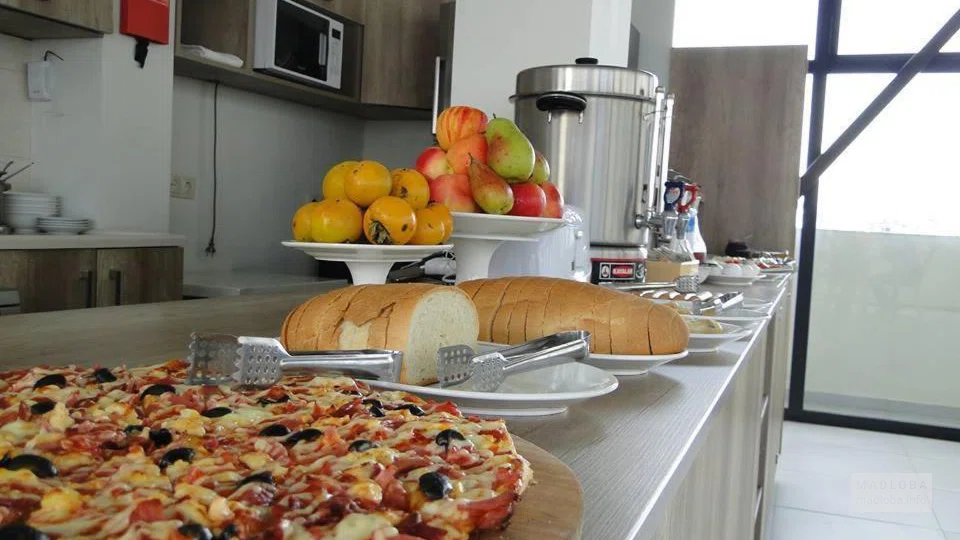 Food in the dining room of the Garanti Hotel