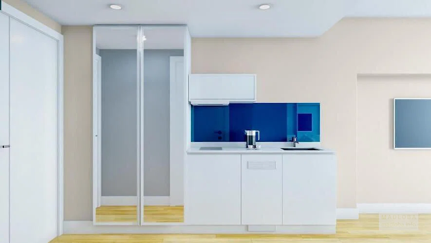 Интерьер кухни в отеле Orbi City Twin Towers