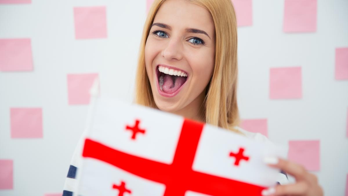 Girl with the flag of Georgia