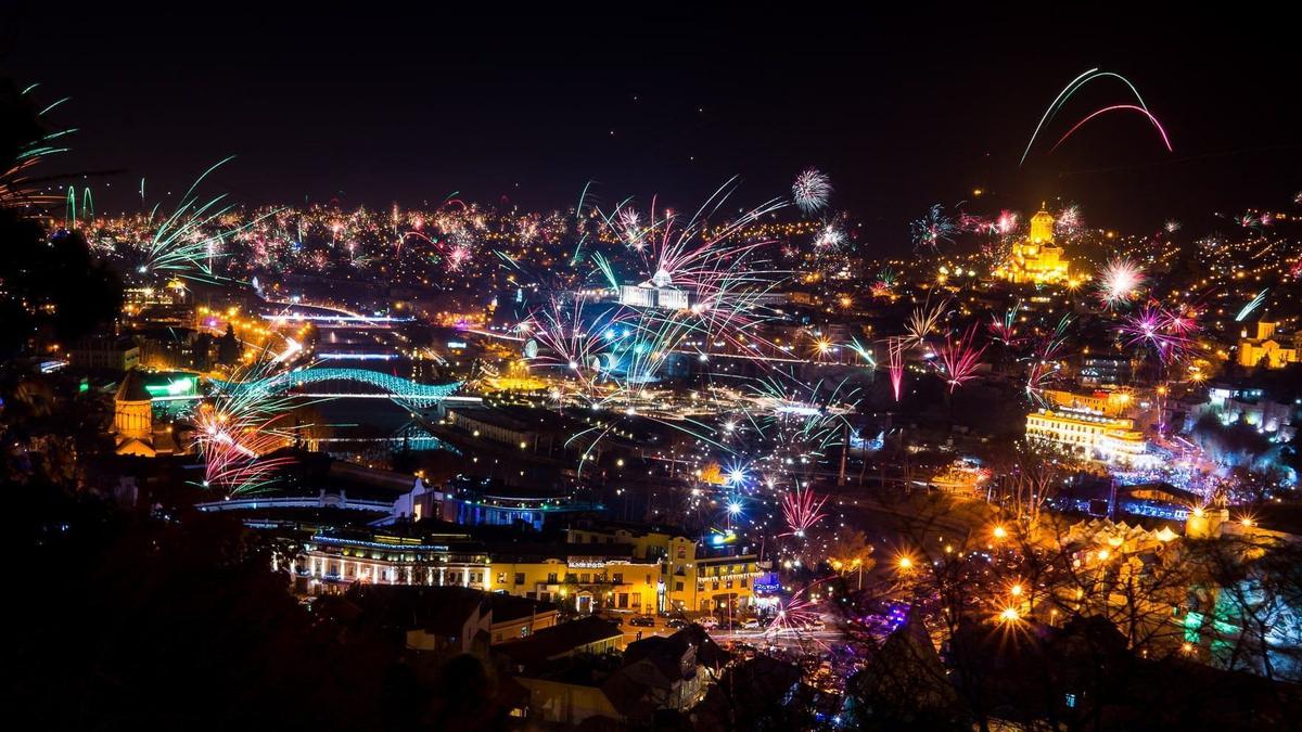 New Year's fireworks in the sky