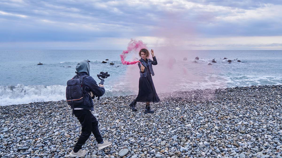 Photo shoot on the seashore